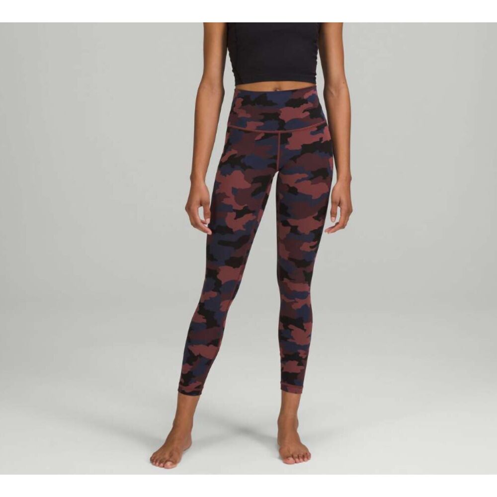 Women Lululemon Wunder Under High-Rise Tight 25" Heritage Camo Smoky Red Size 2